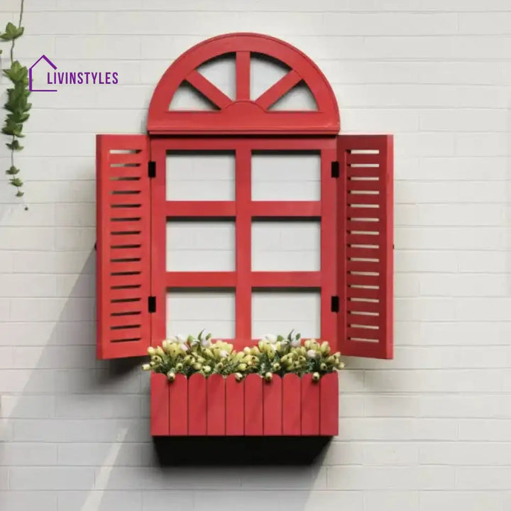 Estela Wooden Window Frame (Red)
