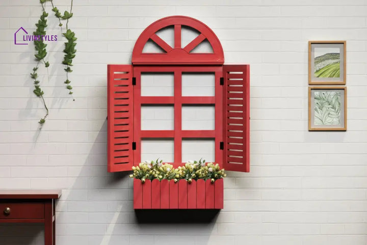 Estela Wooden Window Frame (Red)