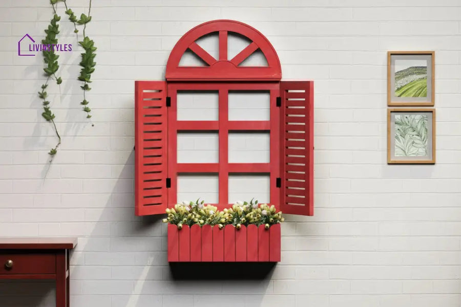 Estela Wooden Window Frame (Red)