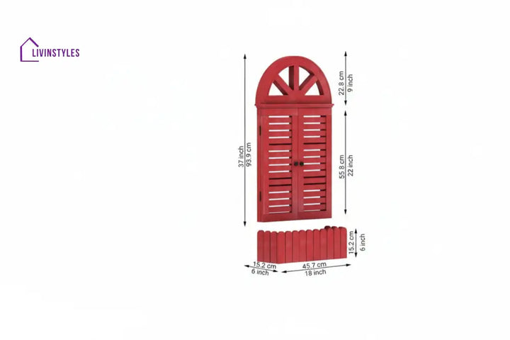 Estela Wooden Window Frame (Red)