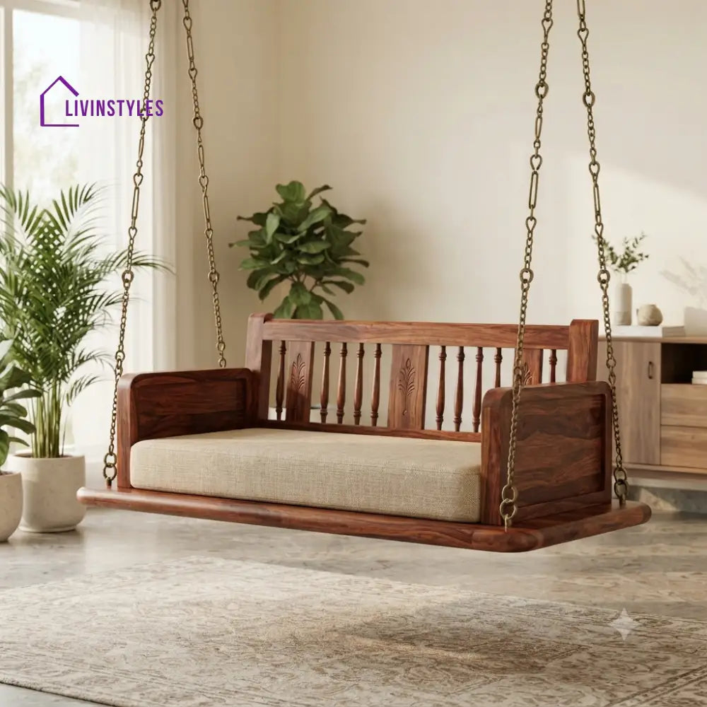 Estelle 2 Seater Wooden Swing for Home | Wooden Jhula for home