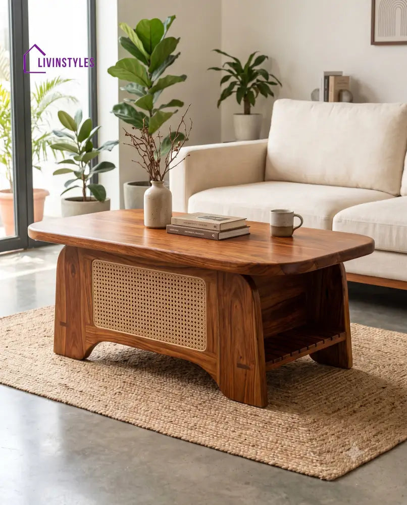 Estelle Wooden Coffee Table for Living Room | Tea Table | Teapoy | Center table