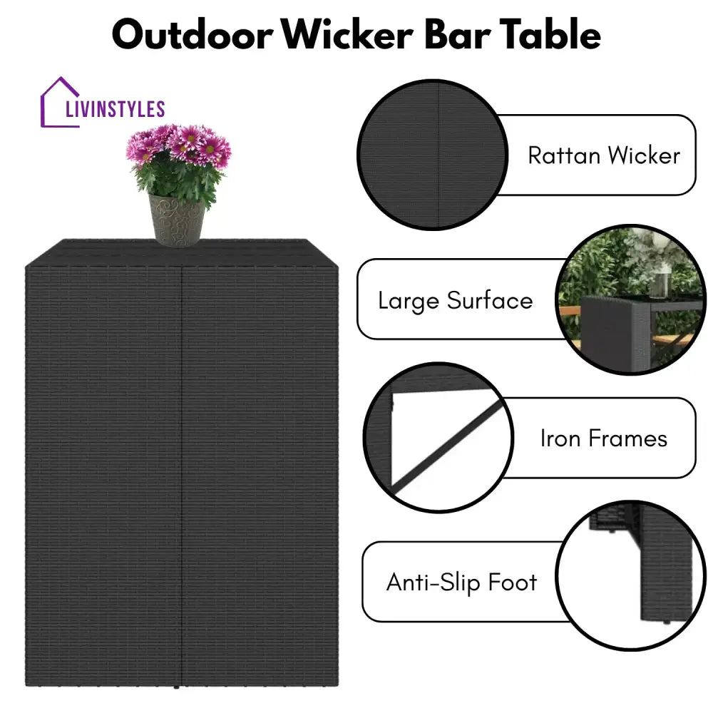 Estrella Outdoor Rattan Wicker Bar Table - Bar Table