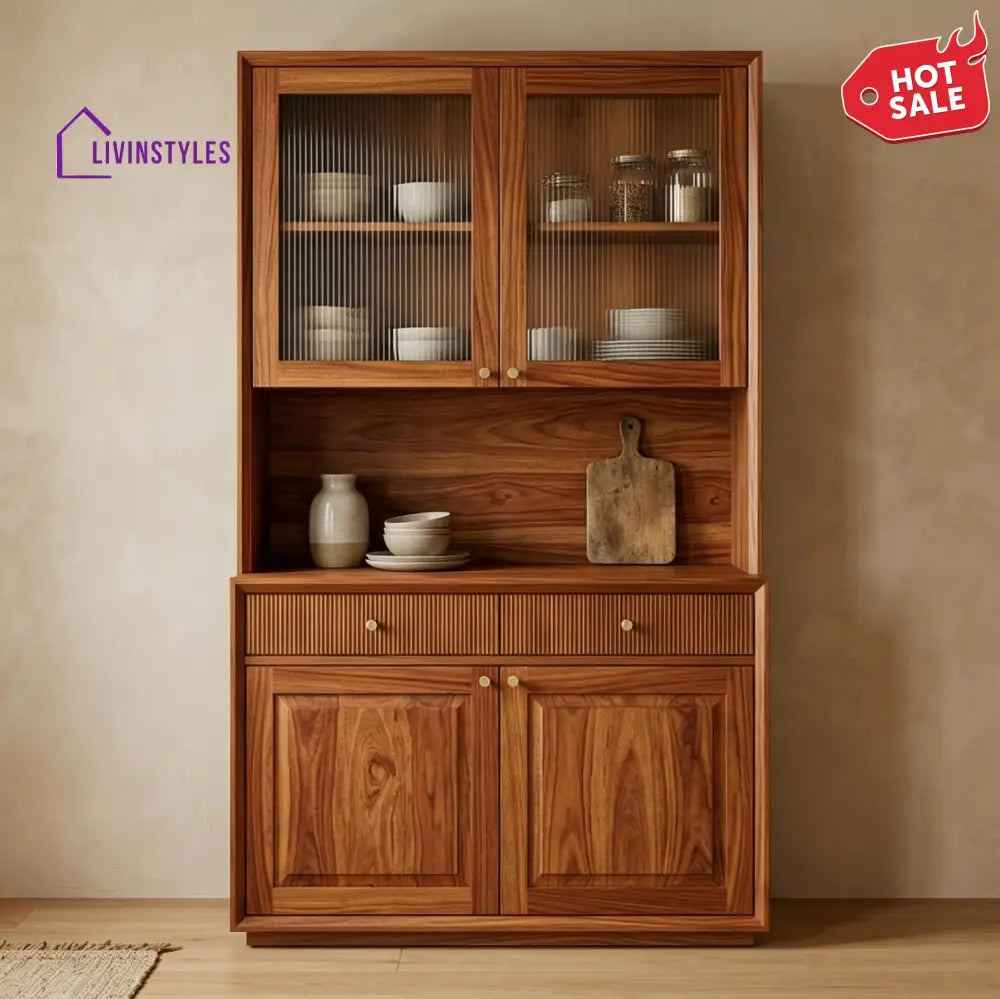Ethan Classic Kitchen Cabinet with Glass (Honey Finish)