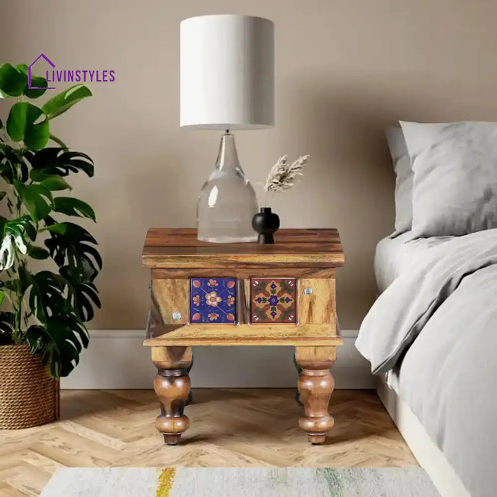Anamika Solid Sheesham Wood Side Table Natural Bedroom Furniture Sets