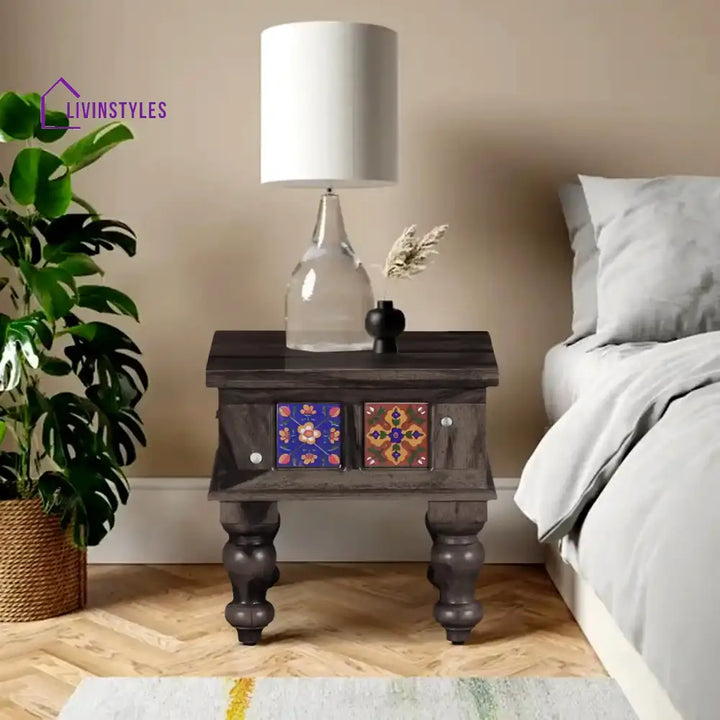 Anamika Solid Sheesham Wood Side Table Walnut Bedroom Furniture Sets