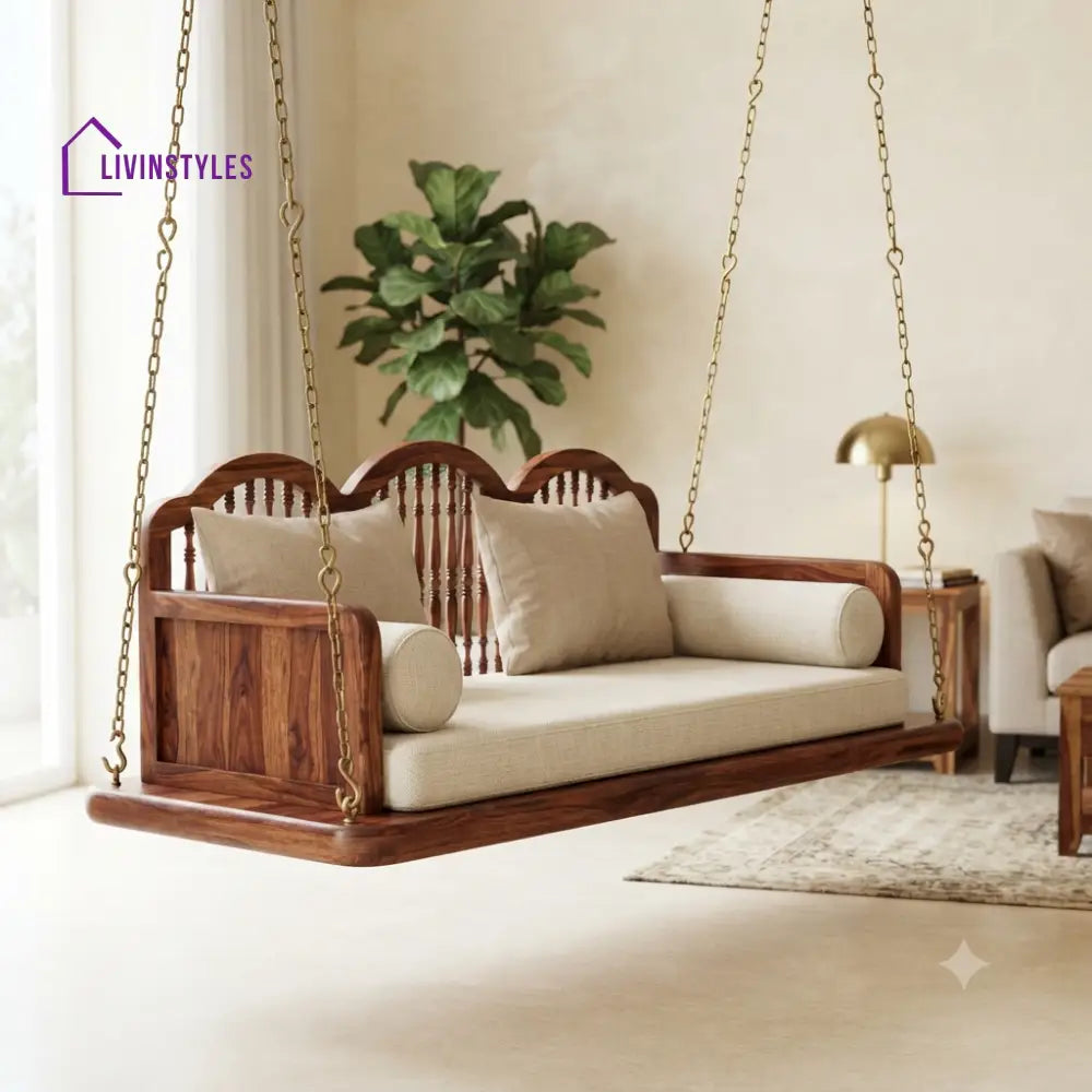 Étienne 2 Seater Wooden Swing for Home | Wooden Jhula for home