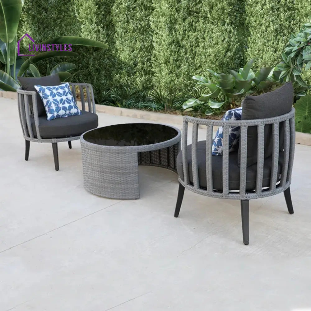 Eto Outdoor Patio Seating Set 2 Chairs and 1 Table Set (Grey) - Coffee Table Sets