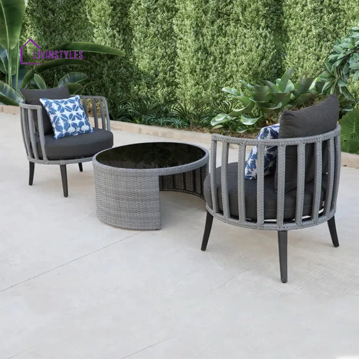 Eto Outdoor Patio Seating Set 2 Chairs and 1 Table Set (Grey) - Coffee Table Sets