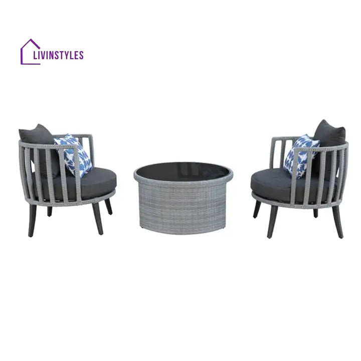 Eto Outdoor Patio Seating Set 2 Chairs and 1 Table Set (Grey) - Coffee Table Sets