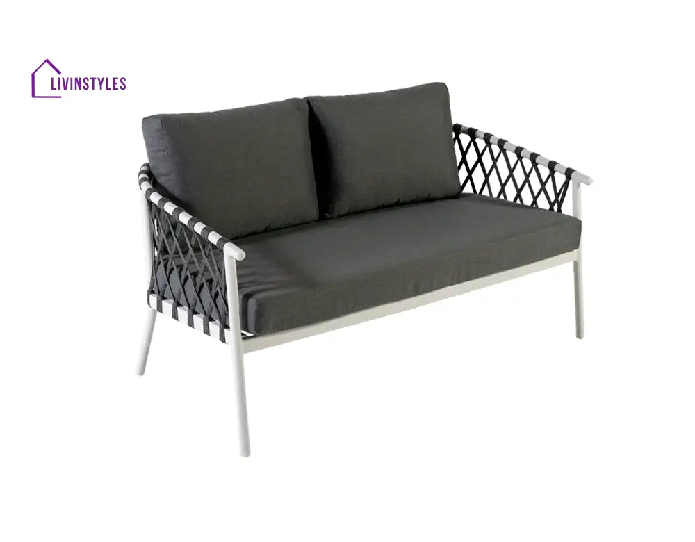 Etta Outdoor Sofa Set 2 Seater 2 Single seater and 1 Center Table (White +Grey) Braided & Rope - Sofa Sets