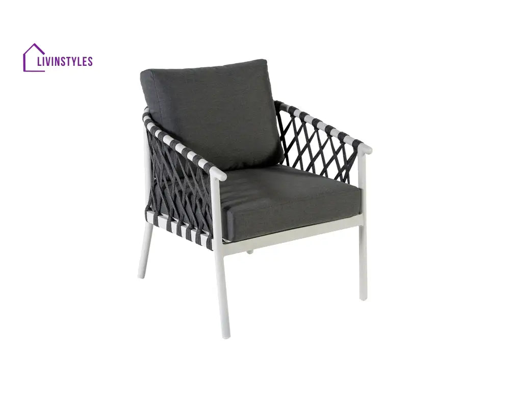 Etta Outdoor Sofa Set 2 Seater 2 Single seater and 1 Center Table (White +Grey) Braided & Rope - Sofa Sets