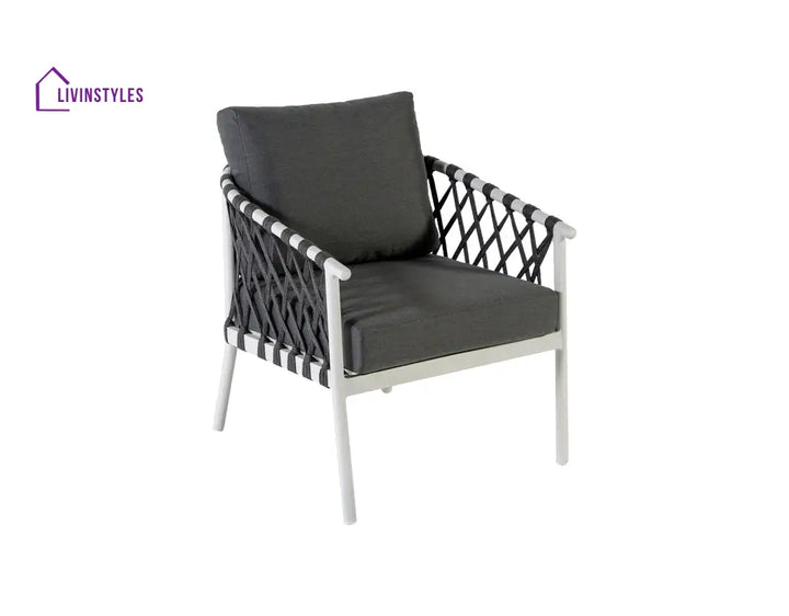 Etta Outdoor Sofa Set 2 Seater 2 Single seater and 1 Center Table (White +Grey) Braided & Rope - Sofa Sets