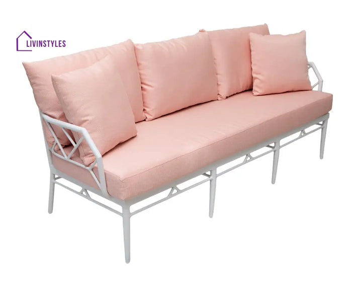 Ettore Outdoor Sofa Set 3 Seater 2 Single Seater,and 1 Center Table (White) - Sofa Sets