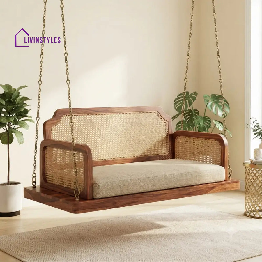 Eugène 2 Seater Wooden Swing for Home | Wooden Jhula for home