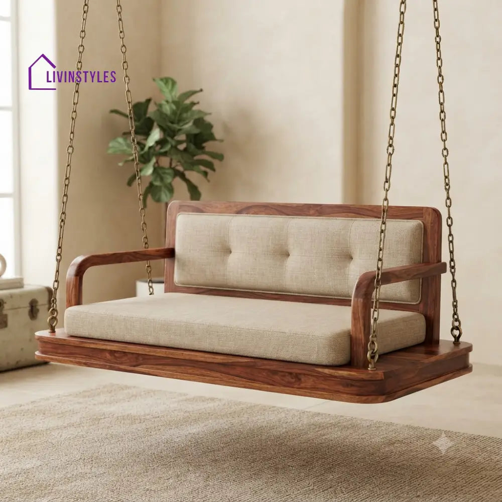 Eugénie 2 Seater Wooden Swing for Home | Wooden Jhula for home