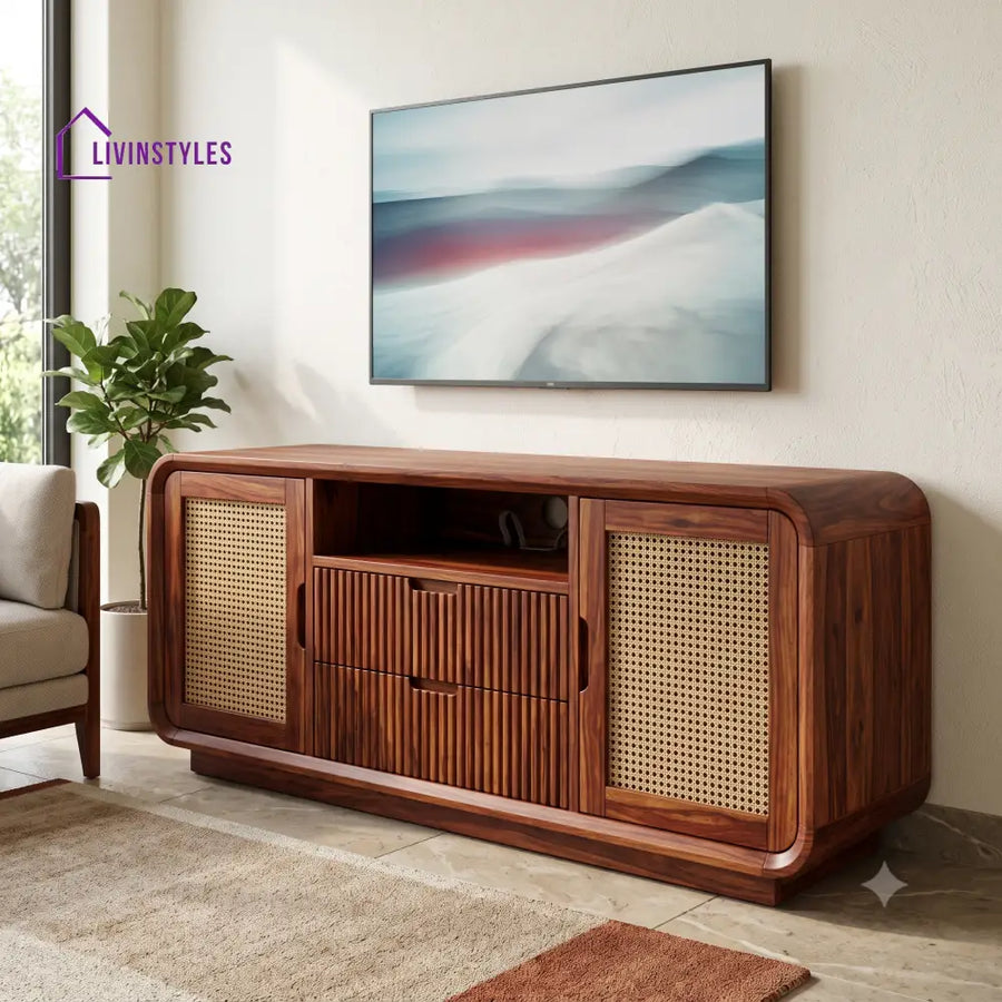Eugenie Solid Sheesham Wood Tv Unit for Living Room | Tv Cabinet | Tv Console Unit