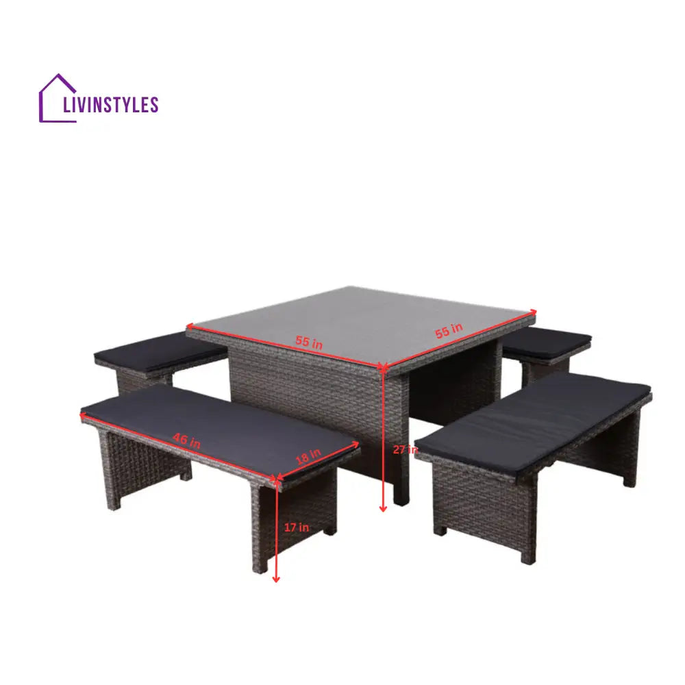 Eula Outdoor Patio Dining Set 4 Stools and 1 Table (Gray) - Dining sets