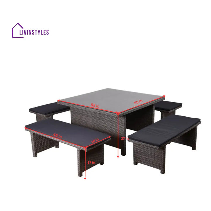 Eula Outdoor Patio Dining Set 4 Stools and 1 Table (Gray) - Dining sets