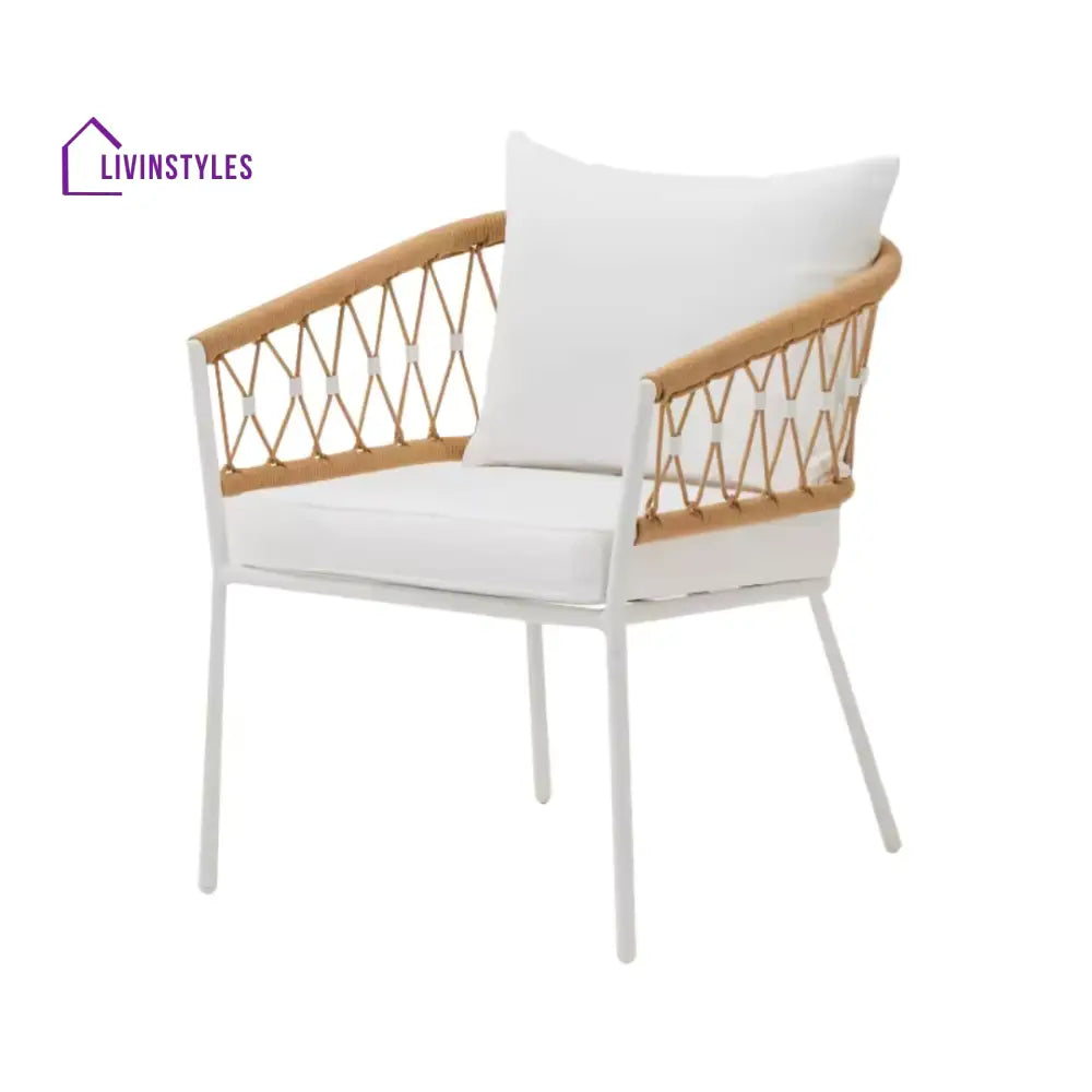Eusbio Outdoor Patio Seating Set 2 Chairs and 1 Table Set Braided & Rope (Honey/White) - Coffee Table Sets