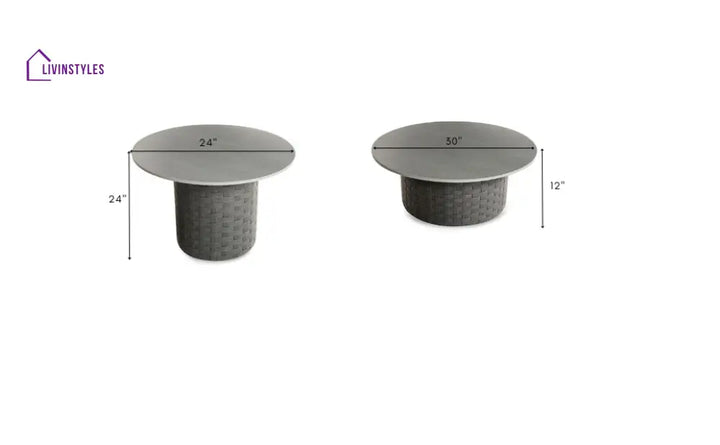 Eustacia Outdoor Sofa Set 2 Seater 2 Single Seater 1 Ottoman 1 Center Table + 1 side table Set (Grey) Braided & Rope
