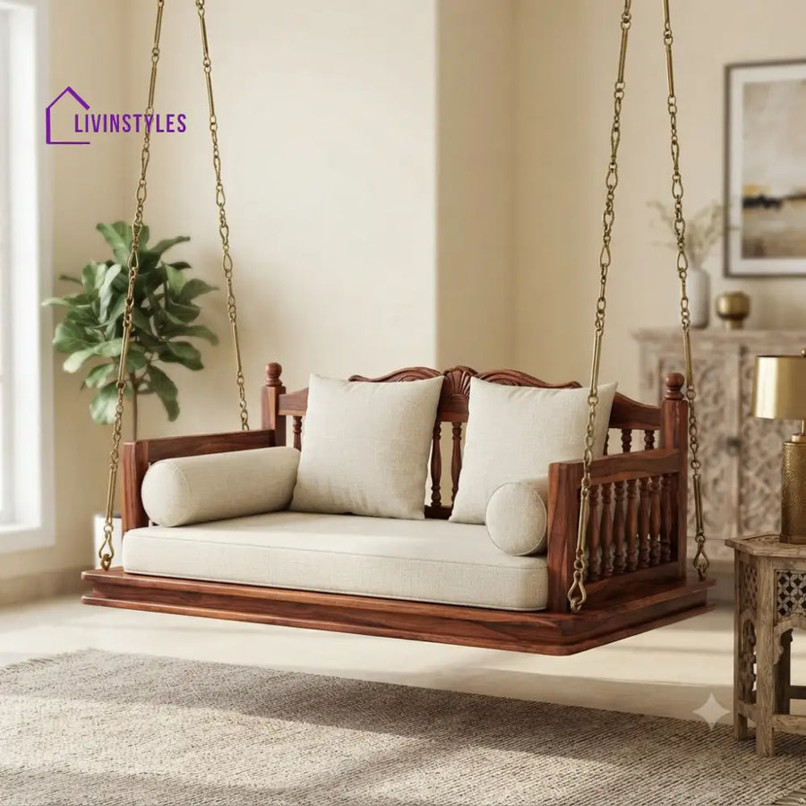 Eva 2 Seater Wooden Swing for Home | Wooden Jhula for home