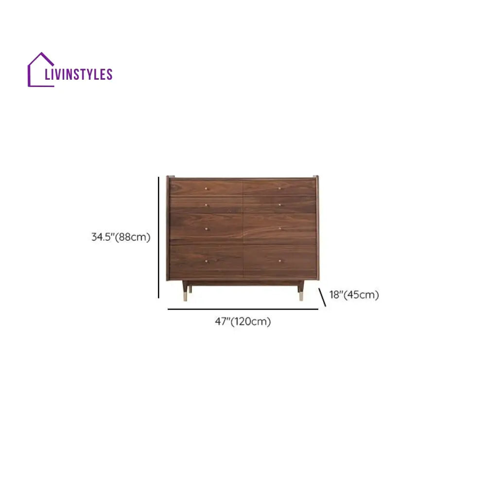 Eva Solid Walnut Wood Chest of Drawers for Luxury Homes