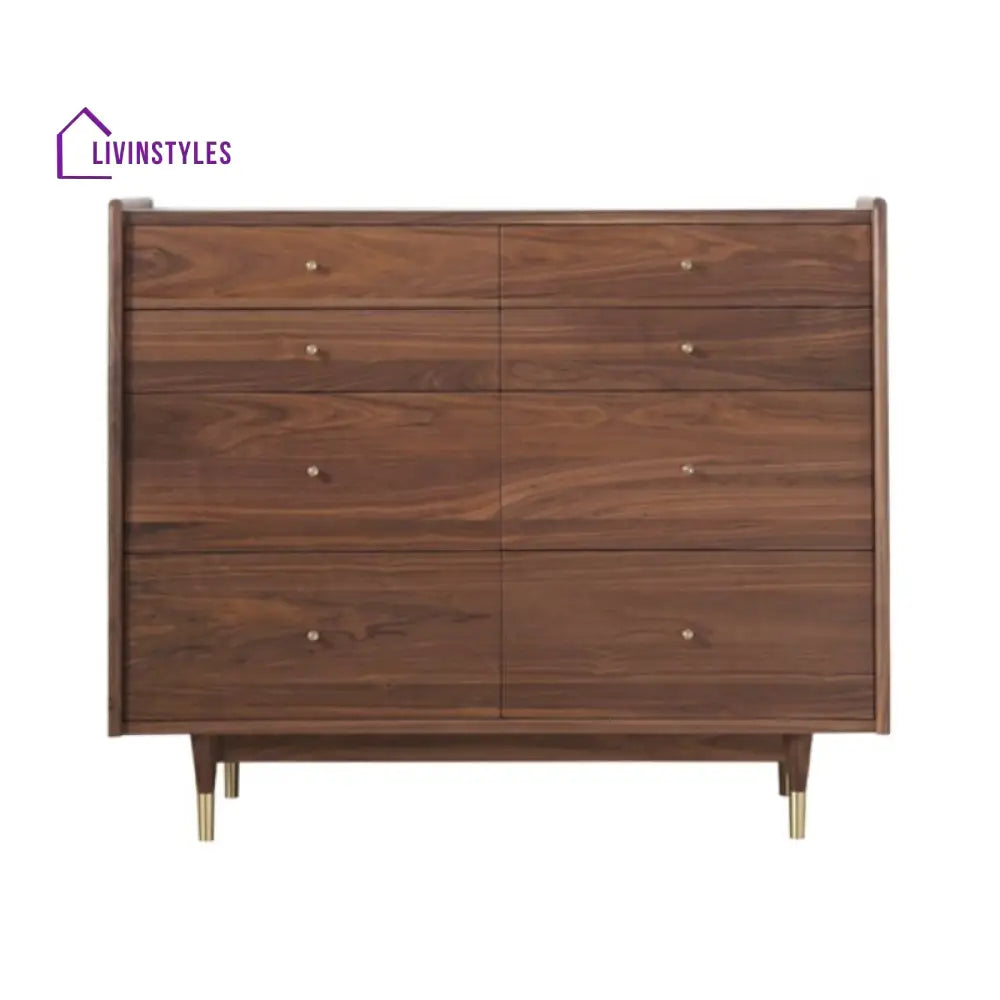 Eva Solid Walnut Wood Chest of Drawers for Luxury Homes