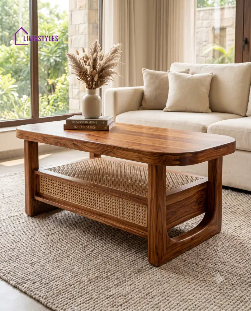 Éva Wooden Coffee Table for Living Room | Tea Table | Teapoy | Center table