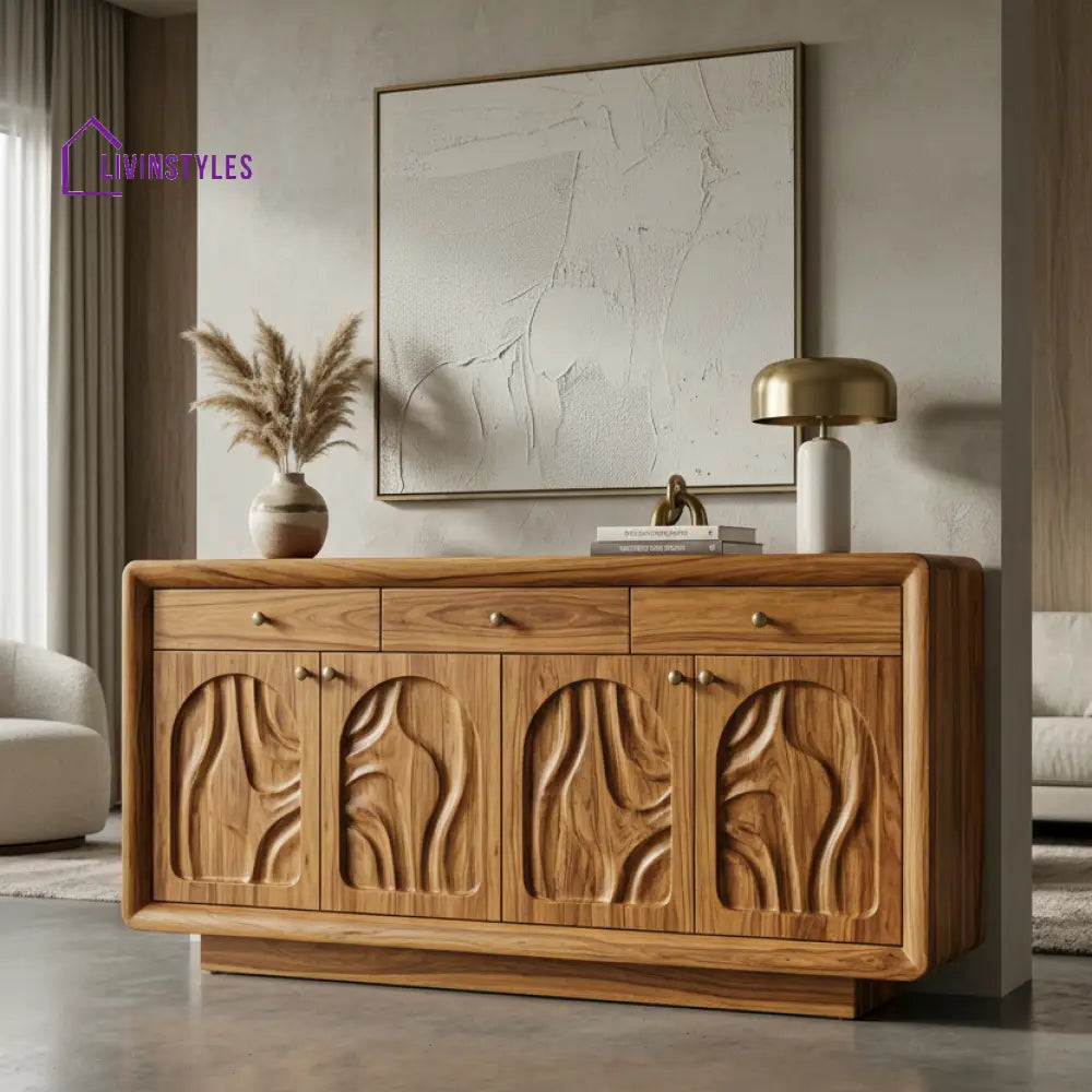 Evan Sheesham Wood Cabinet and Sideboard (Honey Finish)
