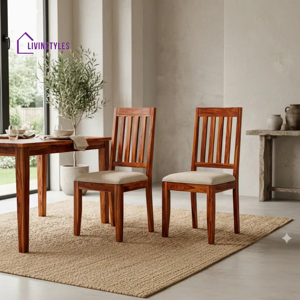 Evan Sheesham Wood Dining Chairs - Set of 2 (Honey Finish)