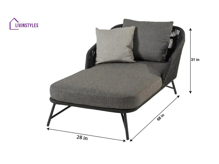 Evana Outdoor Swimming Poolside Lounger With 1 Side Table (Grey) Braided & Rope - Loungers
