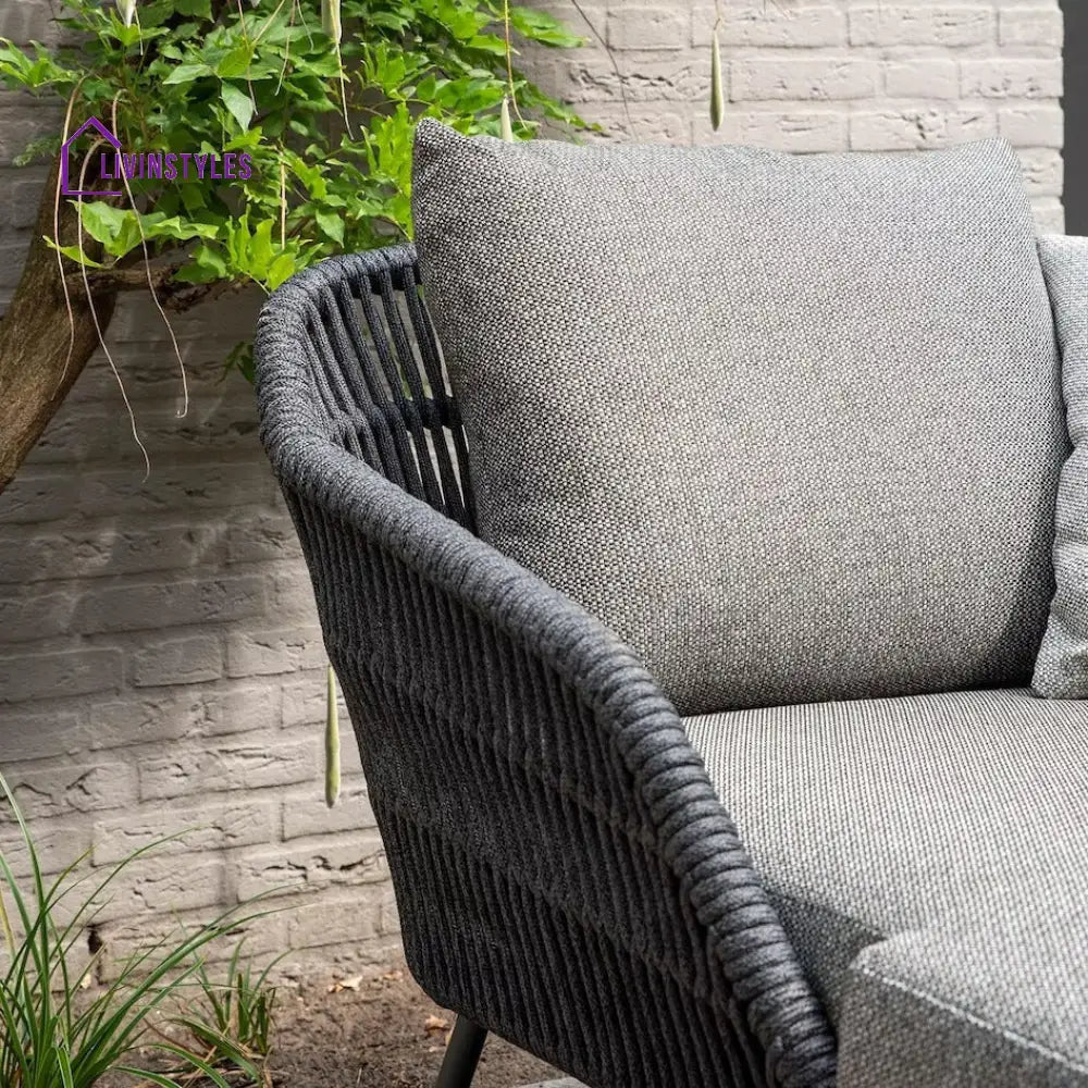 Evana Outdoor Swimming Poolside Lounger With 1 Side Table (Grey) Braided & Rope - Loungers