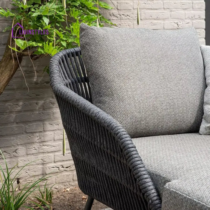 Evana Outdoor Swimming Poolside Lounger With 1 Side Table (Grey) Braided & Rope - Loungers