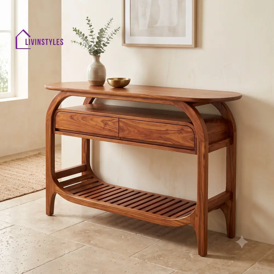 Evandre Premium Wooden Console Table for Living Room | Entryway Table