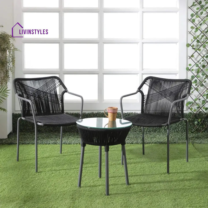 Evelina 3-Piece Outdoor Grey Rope Patio Set - Patio Set