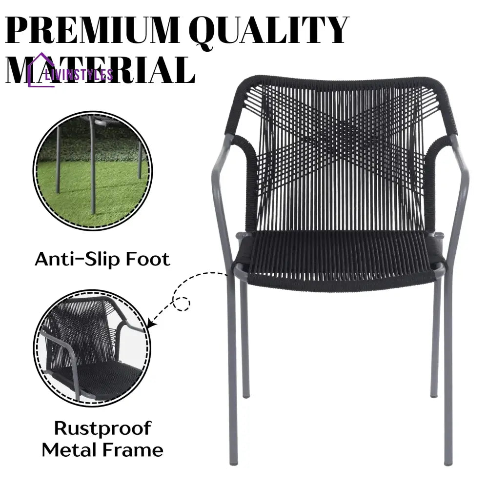 Evelina 3-Piece Outdoor Grey Rope Patio Set - Patio Set