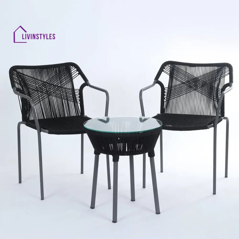 Evelina 3-Piece Outdoor Grey Rope Patio Set - Patio Set