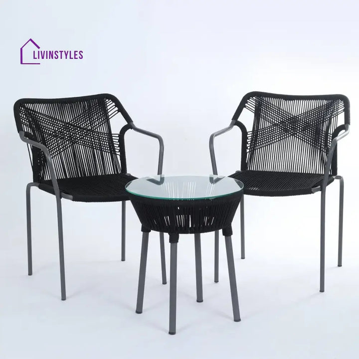 Evelina 3-Piece Outdoor Grey Rope Patio Set - Patio Set