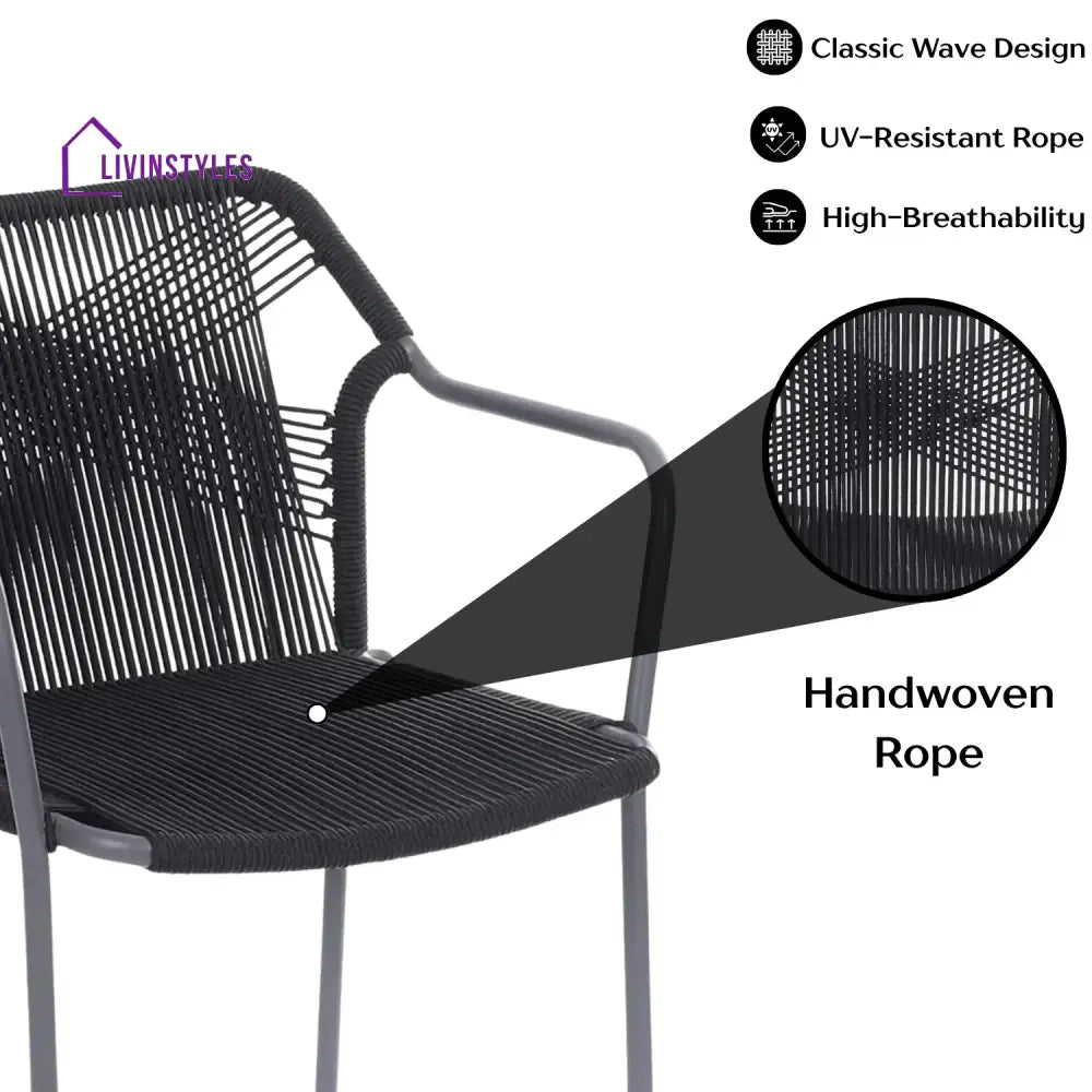 Evelina 3-Piece Outdoor Grey Rope Patio Set - Patio Set
