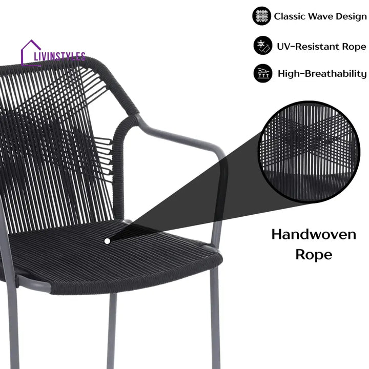 Evelina 3-Piece Outdoor Grey Rope Patio Set - Patio Set