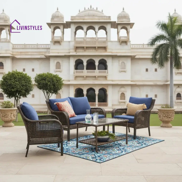 Eveline Outdoor Sofa Set 2 Seater 2 Single seater and 1 Center Table (Brown) - Sofa Sets