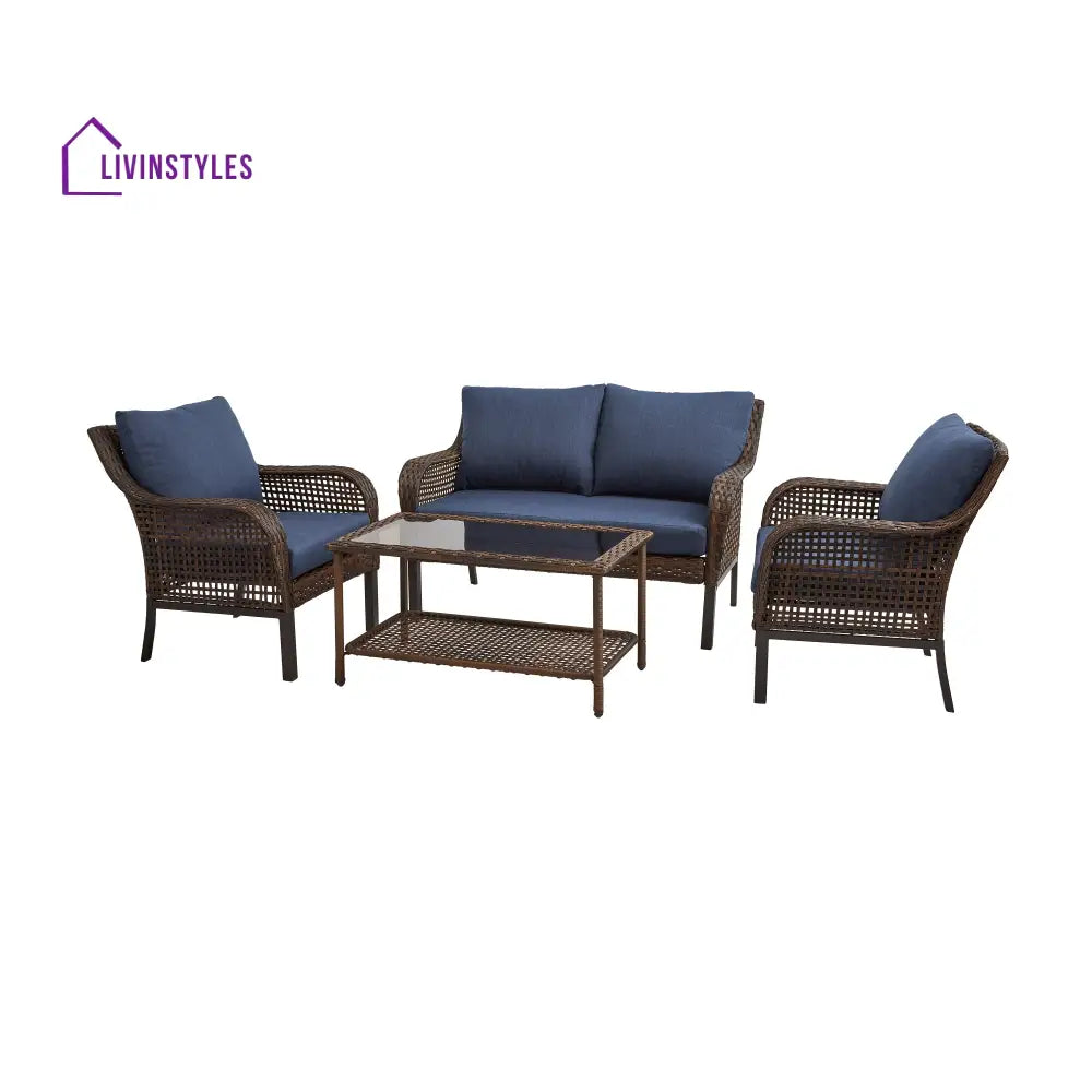 Eveline Outdoor Sofa Set 2 Seater 2 Single seater and 1 Center Table (Brown) - Sofa Sets