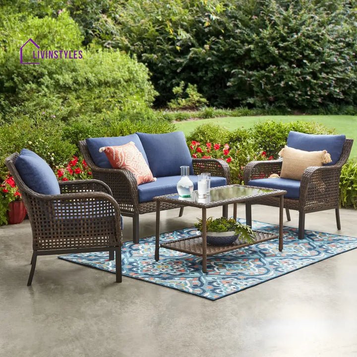 Eveline Outdoor Sofa Set 2 Seater 2 Single seater and 1 Center Table (Brown) - Sofa Sets