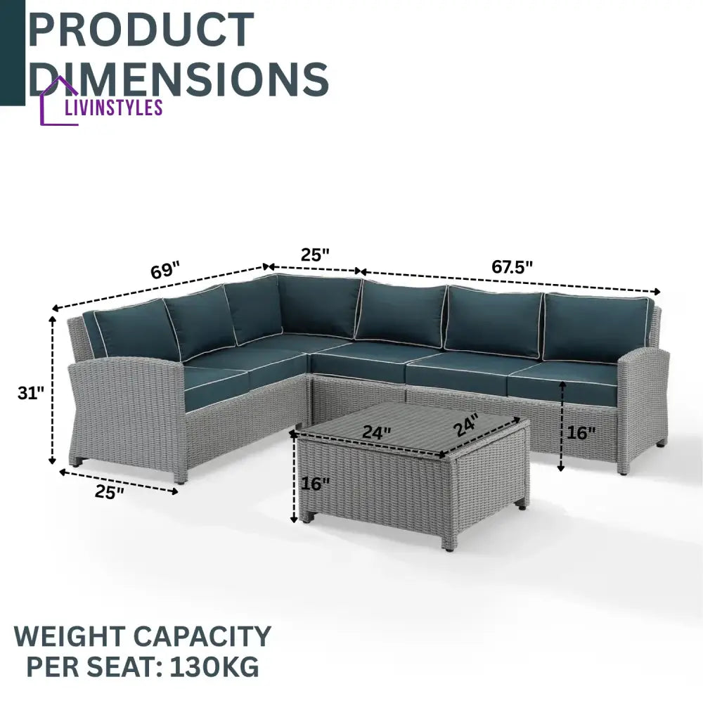 Everly L-Shape Outdoor Wicker Sofa Set - Sofa Set