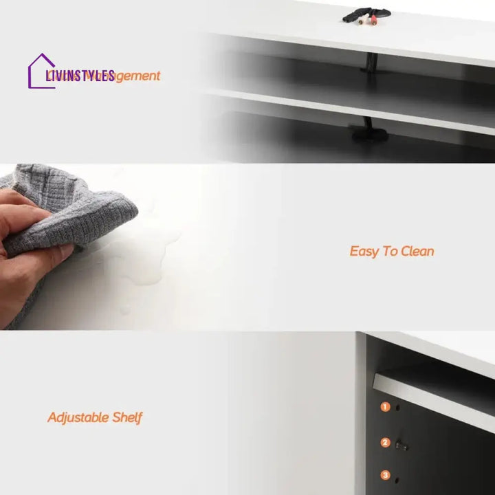 Everly Wall Mounted White Finish Tv Unit Stand for Living Room