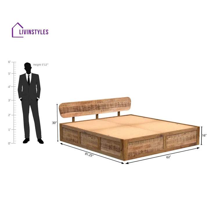 Evgenia Aara Cut Bed Mango And Acacia Wood In Finish Natural
