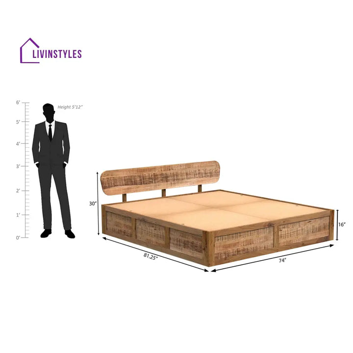 Evgenia Aara Cut Bed Mango And Acacia Wood In Finish Natural