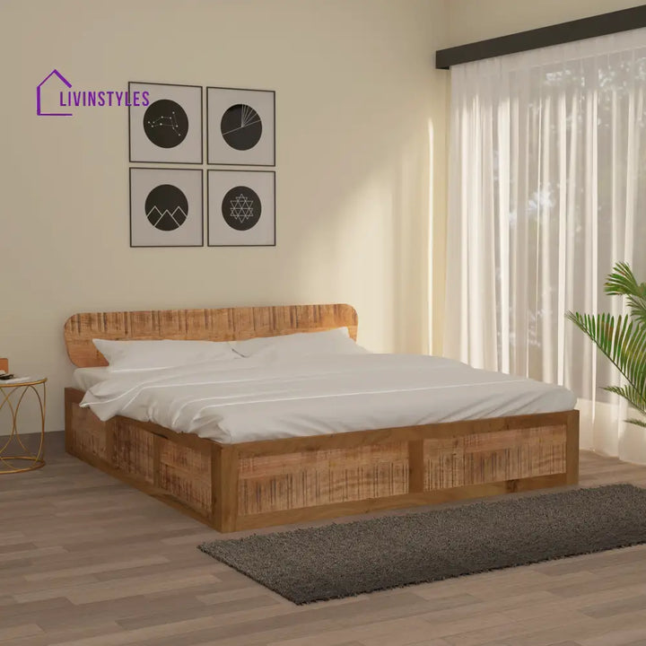 Evgenia Aara Cut Bed Mango And Acacia Wood In Finish Natural Queen (78 x 60 Inch)