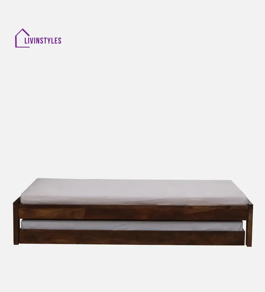 Divyam Modern Sheesham Wood Single Bed With Trundle Bedroom Furniture Sets